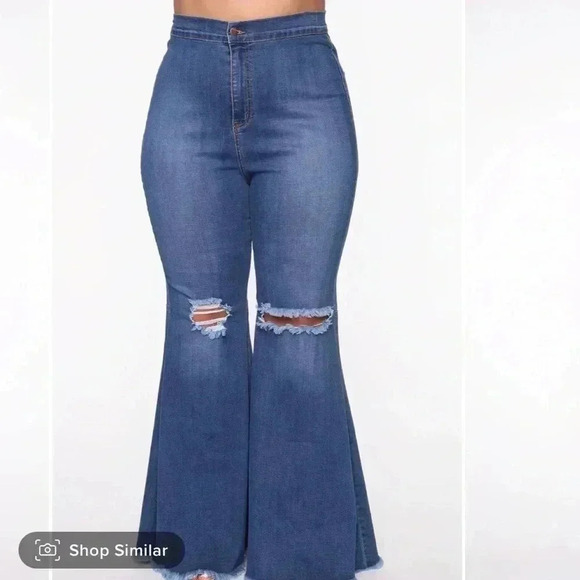 Fashion Nova Mystery Solved Extreme Bell Bottom Jeans Sz 1X - Picture 2 of 16